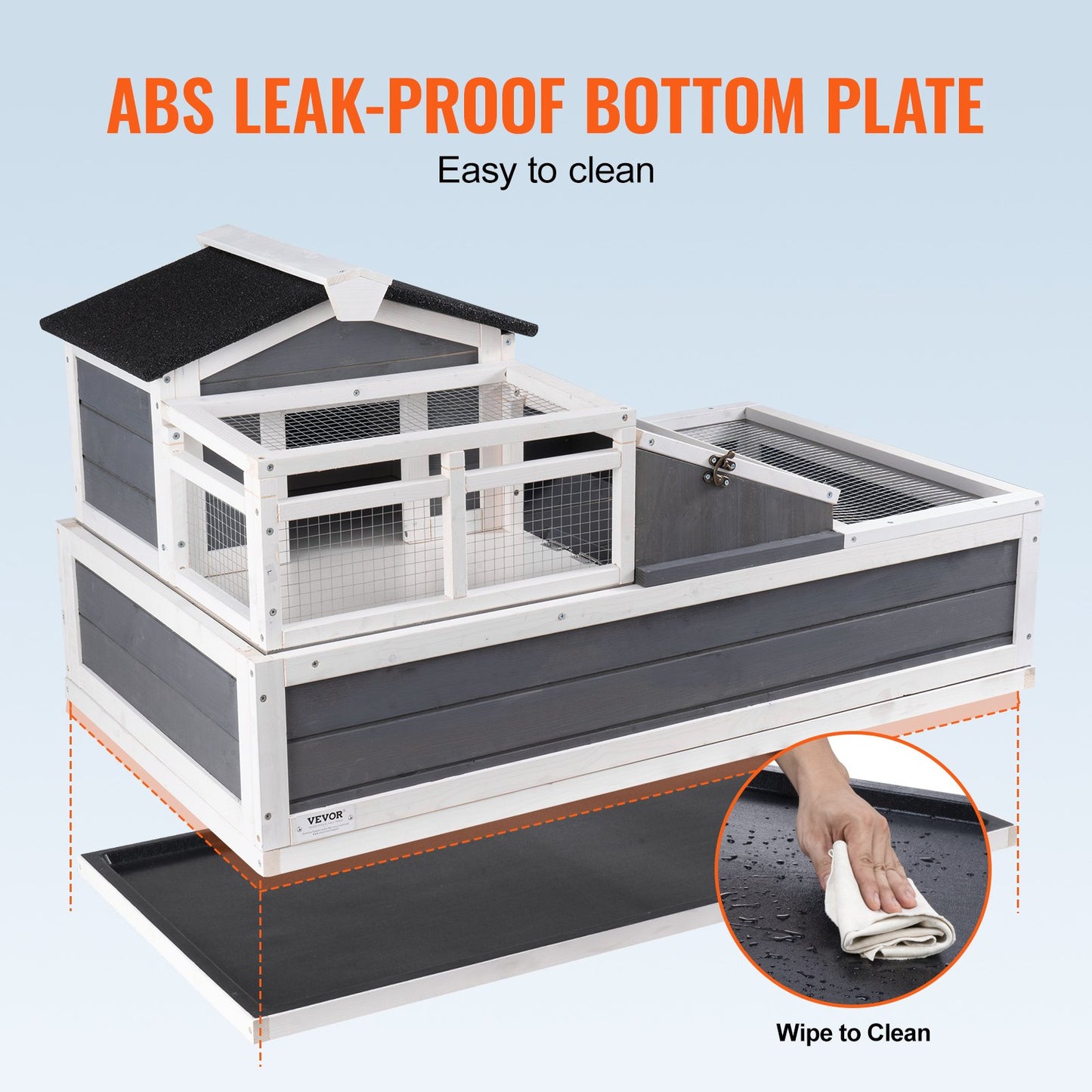Sköldpaddshus i trä för inomhus/utomhus, 3 rum, 112x65x61 cm