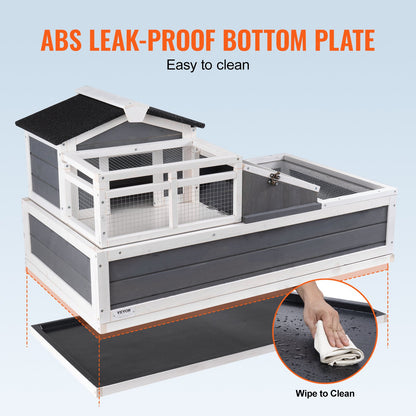 Sköldpaddshus i trä för inomhus/utomhus, 3 rum, 112x65x61 cm
