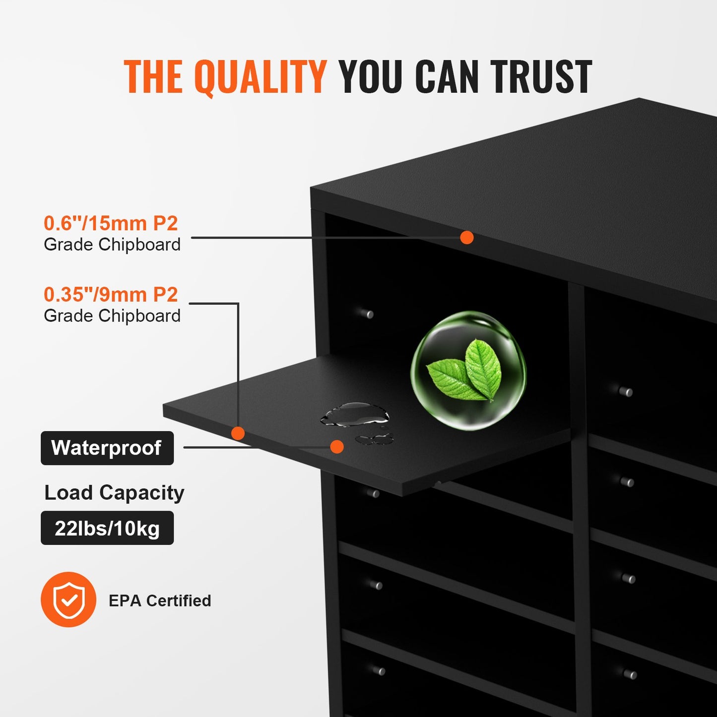 Litteraturorganisatör i trä, 24 fack, arkivsorterare med avtagbara hyllor, brevlådeplats för kontor, hem, klassrum, postrumsorganisation, EPA-certifierad, svart