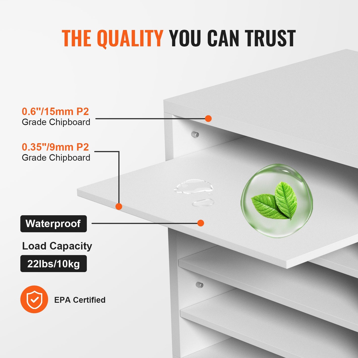 Litteraturorganisatörer, kontorsbrevlåda med 5 fack och justerbara hyllor, litteratursorterare i trä 35,3 x 30,5 x 33,0 cm för kontor, hem, klassrum, postrumsorganisation, EPA-certifierad, vit