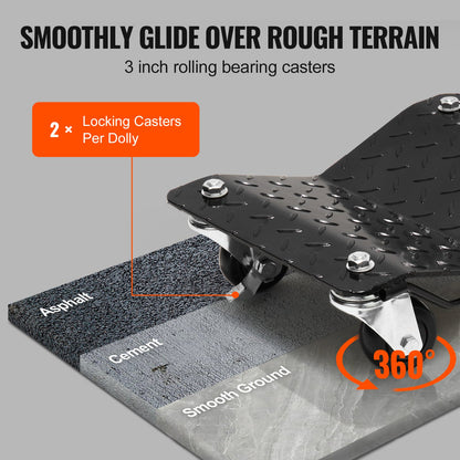 Car Dolly Wheel Tire Dolly 2 PCS Heavy Duty Skate Auto Repair Dolly 1360.8 kg