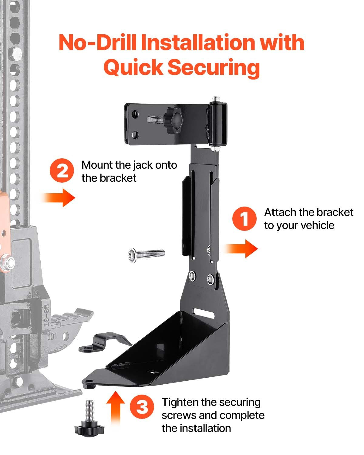 High Lift Jack Mount Bracket, Farm Jack Holder Mounting Bracket Kit, Mount Carrier for Off Road Heavy-Duty Jacks, Compatible With YJ (1986-1996), TJ (1997-2006), JK (2006-2018), JL (2018-2024)