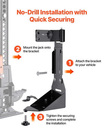 High Lift Jack Mount Bracket, Farm Jack Holder Mounting Bracket Kit, Mount Carrier for Off Road Heavy-Duty Jacks, Compatible With YJ (1986-1996), TJ (1997-2006), JK (2006-2018), JL (2018-2024)