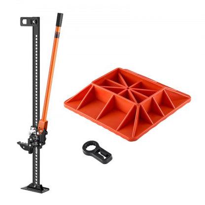 Farm Jack with Base, 122cm Utility High Lift Farm Jack, 3.18 Ton Capacity Ratcheting Off Road Utility Jacks, Heavy-Duty Lift Jacks with 130.1-1079.5 mm Lifting Range for Tractor, Truck, SUV