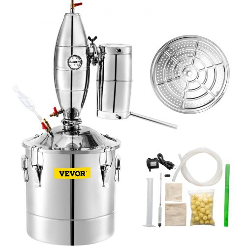 Alkoholdestilleri 70L / 18.5 Gallon Alkoholdestillationsapparat Whiskydestilleri Kit Hemmabräntstillningsapparat med termometer och jäsningstank för alkoholdestillering