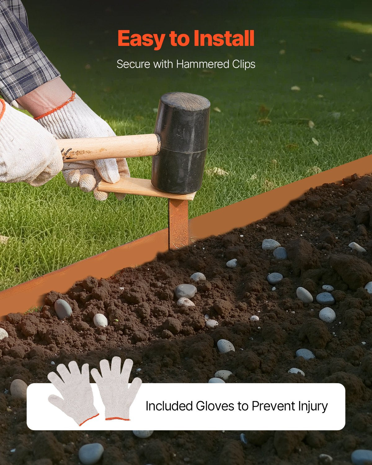 Steel Landscape Edging, 10 Packs 40 x 4.5 in Weather-Resistant & Pre-Rust Metal Landscape Edging, Bendable Garden Edging Border, Heavy Duty Lawn Edging, Flower Bed Yard Pathway Divider