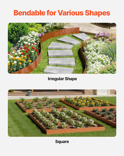 Stålkantlist, 6-pack 40 x 6 tum väderbeständig och rostfri metallkantlist, böjbar trädgårdskant, kraftig gräsmatta, rabattgångavdelare