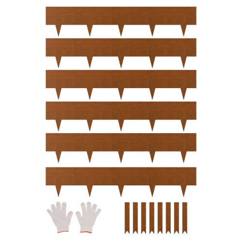 Stålkantlist, 6-pack 40 x 8 tum väderbeständig och rostfri metallkantlist, böjbar trädgårdskant, hajspik, gräsmattakant för rabatt, gångvägsavdelare