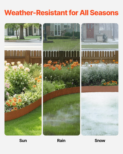 Steel Landscape Edging, 6 Packs 40 x 8 in Weather-Resistant & Pre-Rust Metal Landscape Edging, Bendable Garden Edging Border, Shark Spike, Lawn Edging for Flower Bed Yard Pathway Divider