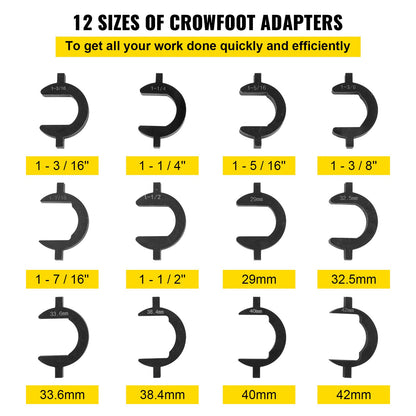 Verktygssats för inre styrstång, 12 delar demonteringsverktyg för styrstång, 12 delar Crowfoot-adaptrar, huvudverktygssats för inre styrstång, 1/2-tums styrstångsverktyg för drivrör, Kraftigt demonteringsverktyg för inre styrstång i stål för Ve