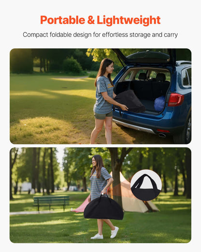 Hopfällbart campingbord, bärbart och lätt picknickbord för utomhusbruk, vattentätt kanvasbord i 600D Oxford-tyg, med 4 mugghållare, bärväska, för tailgating-campingpicknick, svart