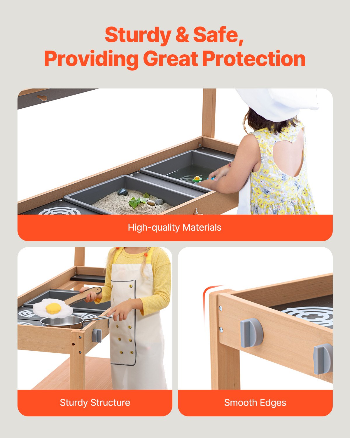 Lerkök för barn, träleksaksset med tillbehör, utomhuslekset för mataffär, låtsaslek utomhuskök för pojkar och flickor, lekkök med spis och diskho för småbarn