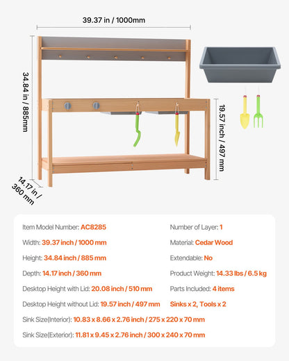 Mud Kitchen for Kids, Wooden Toy Play Kitchen Set with Accessories, Outdoor Grocery Store Playset, Pretend Play Outdoor Kitchen for Boys and Girls, Toddler Play Kitchen with Stoves and Sink