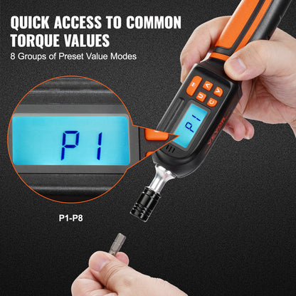 Digital Torque Screwdriver, 0.64 cm Drive Screwdriver Torque Wrench, Electrician Torque Screwdriver with LCD, 0.30-7.98 N·m Torque Range, 0.01 N·m Increment Torque Screwdriver with Bits & Case