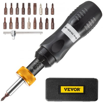 1/4" Drive Torque Screwdriver Wrench Set, 10-50 in-lbs Torque Adjustment Range, Torque Range Accurate to ±5%, 5 in-lb Increment Torque Screwdriver with 18 Bits & Case