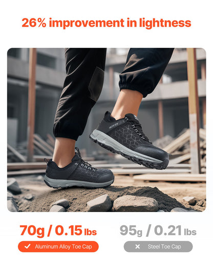 Steel Toe Shoes for Men, US Size 8.5, Men’s Cushion Sport Safety Toe Athletic Work Shoe, Indestructible Safety Sneakers Lightweight,Breathable Industry Construction Work Shoes, Black