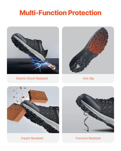 Steel Toe Shoes for Men, US Size 8.5, Men’s Cushion Sport Safety Toe Athletic Work Shoe, Indestructible Safety Sneakers Lightweight,Breathable Industry Construction Work Shoes, Black