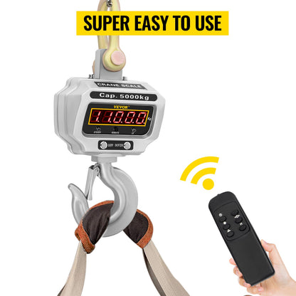 5000kg 11000lbs Digital Crane Scale Heavy Duty Crane Scale Industrial Digital Hanging Scale Weight LED