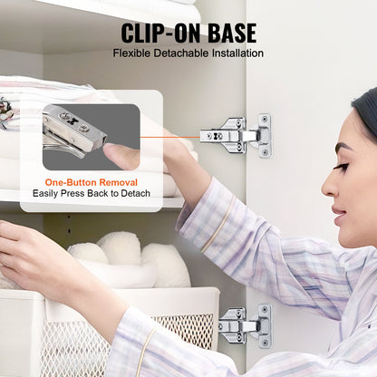 Cabinet Hinges, 50 Packs Full Overlay Kitchen Cabinet Door Hinges, 100 Degree Opening Angel Soft Close Concealed Cupboard Hinges for Framed + Frameless Cabinet Type, with Mounting Screws