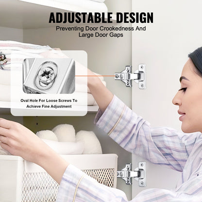 Cabinet Hinges, 60 Packs Partial Overlay Kitchen Cabinet Door Hinges, 100 Degree Opening Angel Soft Close Concealed Cupboard Hinges for Framed + Frameless Cabinet Type, with Mounting Screws