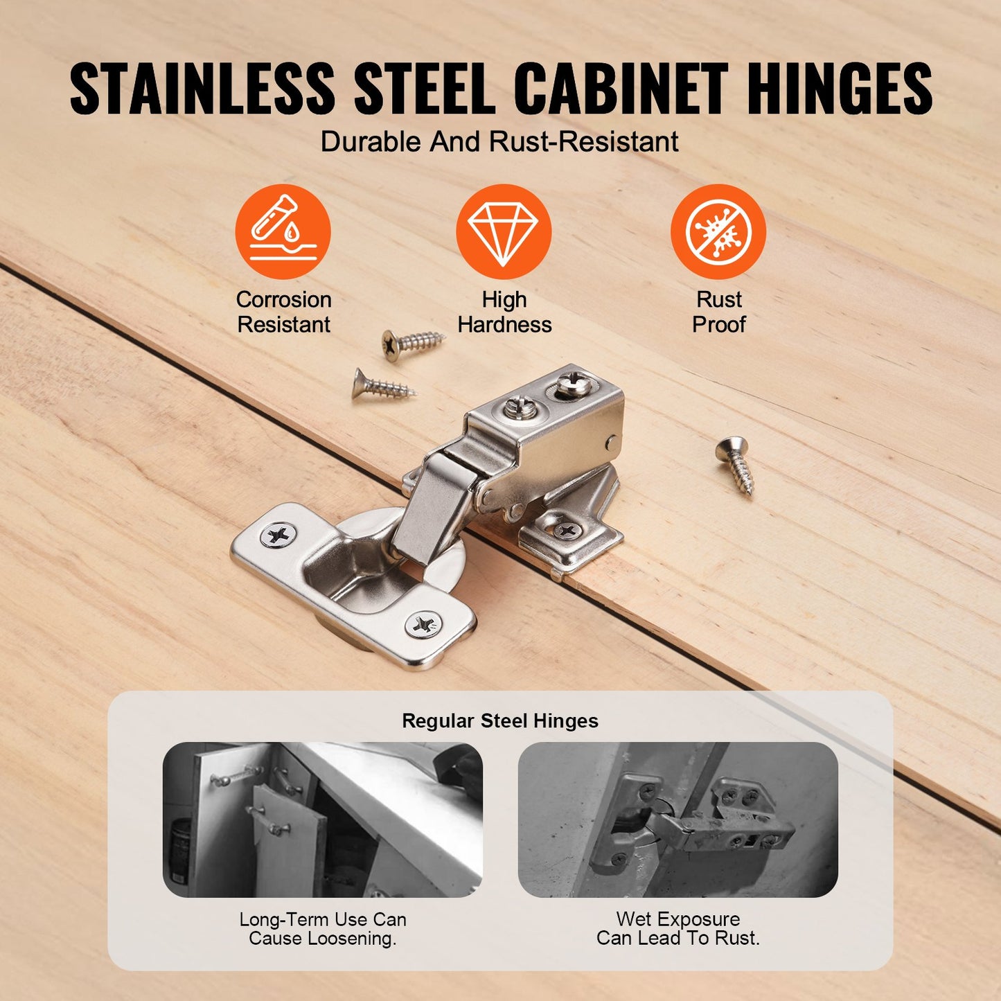 Cabinet Hinges, 60 Packs Partial Overlay Kitchen Cabinet Door Hinges, 100 Degree Opening Angel Soft Close Concealed Cupboard Hinges for Framed + Frameless Cabinet Type, with Mounting Screws