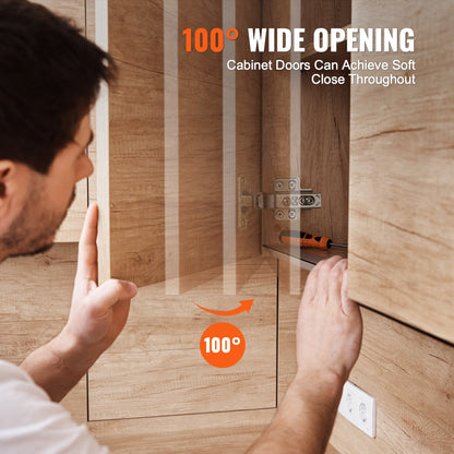 Cabinet Hinges, 60 Packs Full Overlay Kitchen Cabinet Door Hinges, 100 Degree Opening Angel Soft Close Concealed Cupboard Hinges for Frameless Cabinet Type, with Mounting Screws