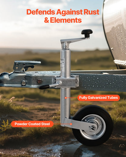 Trailer Jack with Wheel, 150 kg Load Capacity, Heavy Duty Bolt-on Trailer Tongue Jack with Single Wheel & Ergonomic Handle, 230 mm Lift Travel, Fit for RVs, Horse Trailers, Utility Trailers