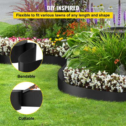 Landscape Edging, 10 inch Depth 300 ft Total Length, Recycled HDPE Coiled Terrace Board, Flexible Bender Border for Landscaping, Lawn, Garden, Yard, Against Invading Weeds, Black
