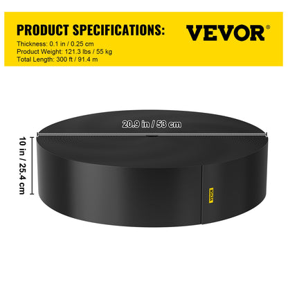 Landscape Edging, 10 inch Depth 300 ft Total Length, Recycled HDPE Coiled Terrace Board, Flexible Bender Border for Landscaping, Lawn, Garden, Yard, Against Invading Weeds, Black