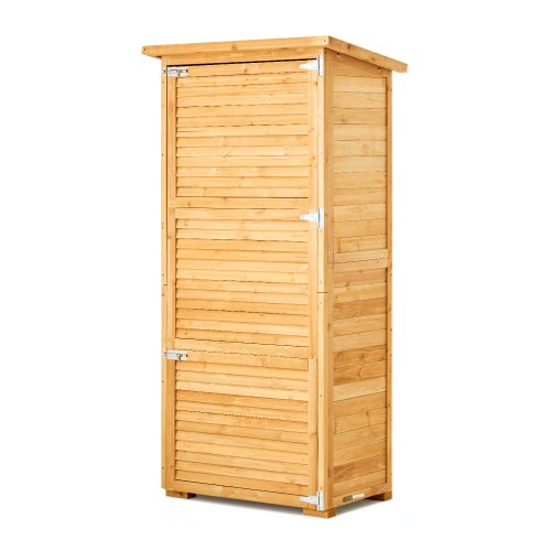 Outdoor Storage Shed, Large Wooden Outside Storage Shed, Oversize Garden Tool Shed with Metal Frame, Shelves, Floor, Waterproof Storage House Cabinet for Patio Yard Lawn Garden, 31.5x63.8 inch