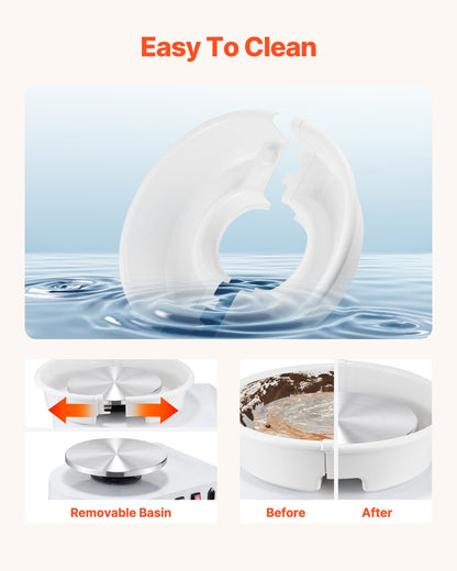 Drejskiva, 28 cm maskin för formning av keramikhjul, justerbar fotpedal med 60-300 varv/min, justerbart lyftben, avtagbart kärl, komplett verktygssats för konsthantverk, gör-det-själv, vit