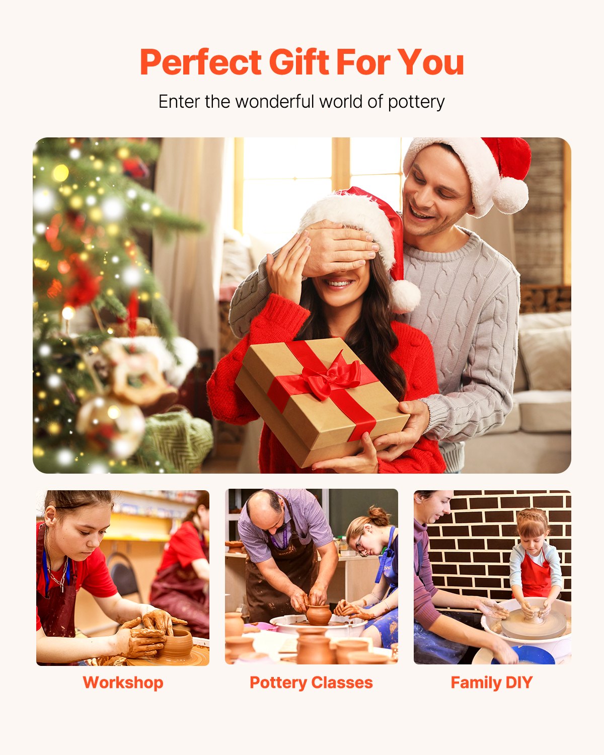 Drejskiva, 28 cm maskin för formning av keramikhjul, justerbar fotpedal med 60-300 varv/min, justerbart lyftben, avtagbart kärl, komplett verktygssats för konsthantverk, gör-det-själv, vit