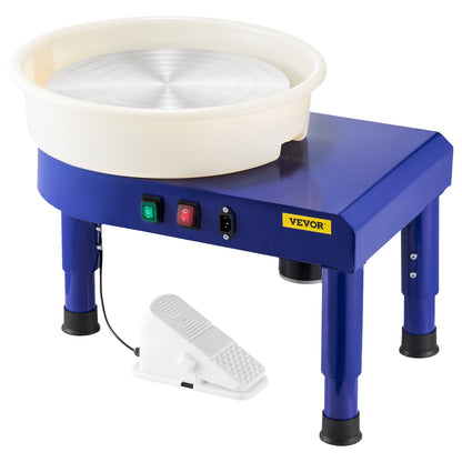 Pottery Wheel, 35 cm Ceramic Wheel Forming Machine, 60-300 RPM Speed Adjustable Foot Pedal, Adjustable Lift Leg, Detachable Basin, Complete Tool Accessory Kit for Work Art Craft DIY, Blue