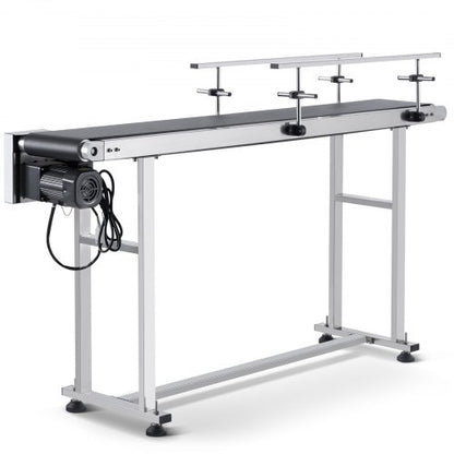 Belt Conveyor, 59 x 7.8 inch Conveyor Table, Heavy Duty Stainless Steel Motorized Belt Conveyor for Inkjet Coding Applications Powered PVC Belt Anti-Static Adjustable Speed (Double Guardrail)