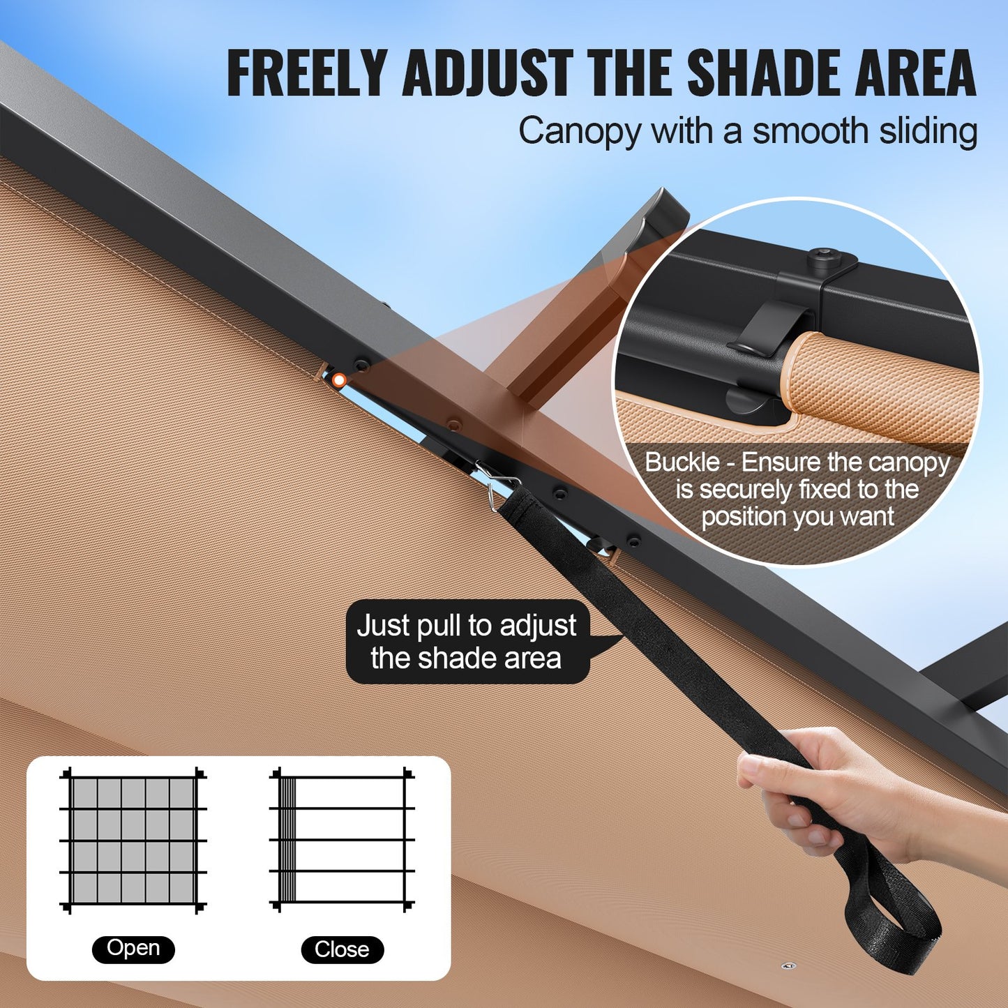 10'x10' Outdoor Retractable Pergola with Canopy, Aluminum Pergola with Retractable Canopy, Modern Pergola with Sun Shade Canopy for Patios, Gardens, Decks, Backyards (Beige)