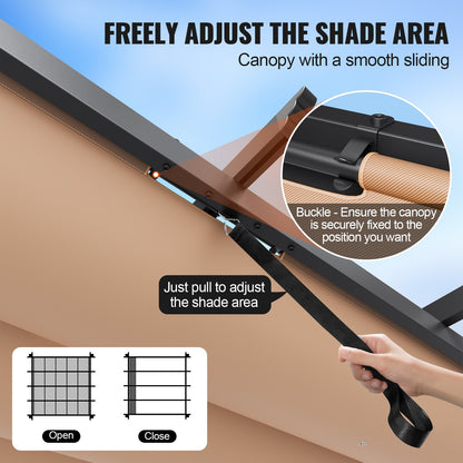 10'x10' Outdoor Retractable Pergola with Canopy, Aluminum Pergola with Retractable Canopy, Modern Pergola with Sun Shade Canopy for Patios, Gardens, Decks, Backyards (Beige)