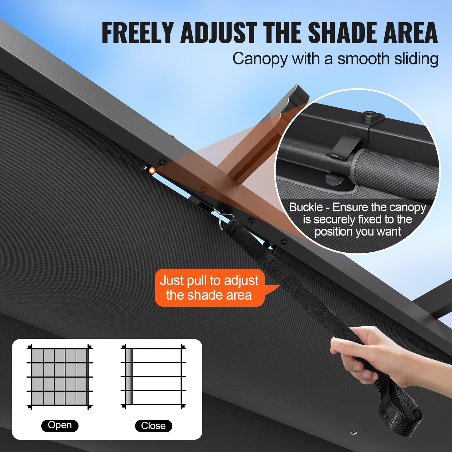 10'x10' Outdoor Retractable Pergola with Canopy, Aluminum Pergola with Retractable Canopy, Modern Pergola with Sun Shade Canopy for Patios, Gardens, Decks, Backyards (Gray)