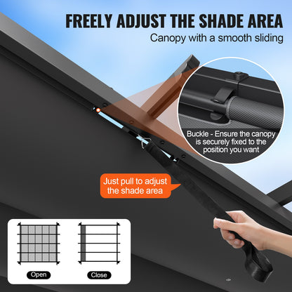 10'x10' Outdoor Retractable Pergola with Canopy, Aluminum Pergola with Retractable Canopy, Modern Pergola with Sun Shade Canopy for Patios, Gardens, Decks, Backyards (Gray)