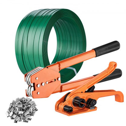 Banding Strapping Kit with Strapping Tensioner Tool, Banding Sealer Tool, 304.8 m Length PET Band, 300 Metal Seals, Pallet Packaging Strapping Banding Kit Banding Packaging Strapping for Packing
