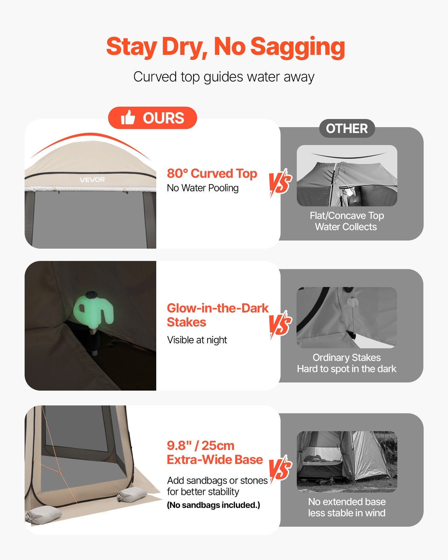 Screen House Tent, 1825 x 1825 x 2200 mm, 4-6 Person Pop Up Screen Tent with Extended Awning, Portable Screened in Canopy with Carry Bag, Netting Sides, for Patio, and Outdoor Activities, Beige
