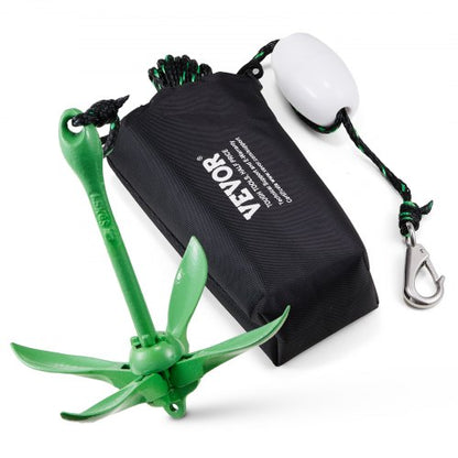 Kayak Anchor Kit, 3.5 lb Paddle Board Anchor Kit with 26.2 ft/8 m Rope and Buoy, Folding Small Boat Anchor with Storage Bag and Snap Hook, Kayak Accessories for Kayaks, Small Boats, Canoes