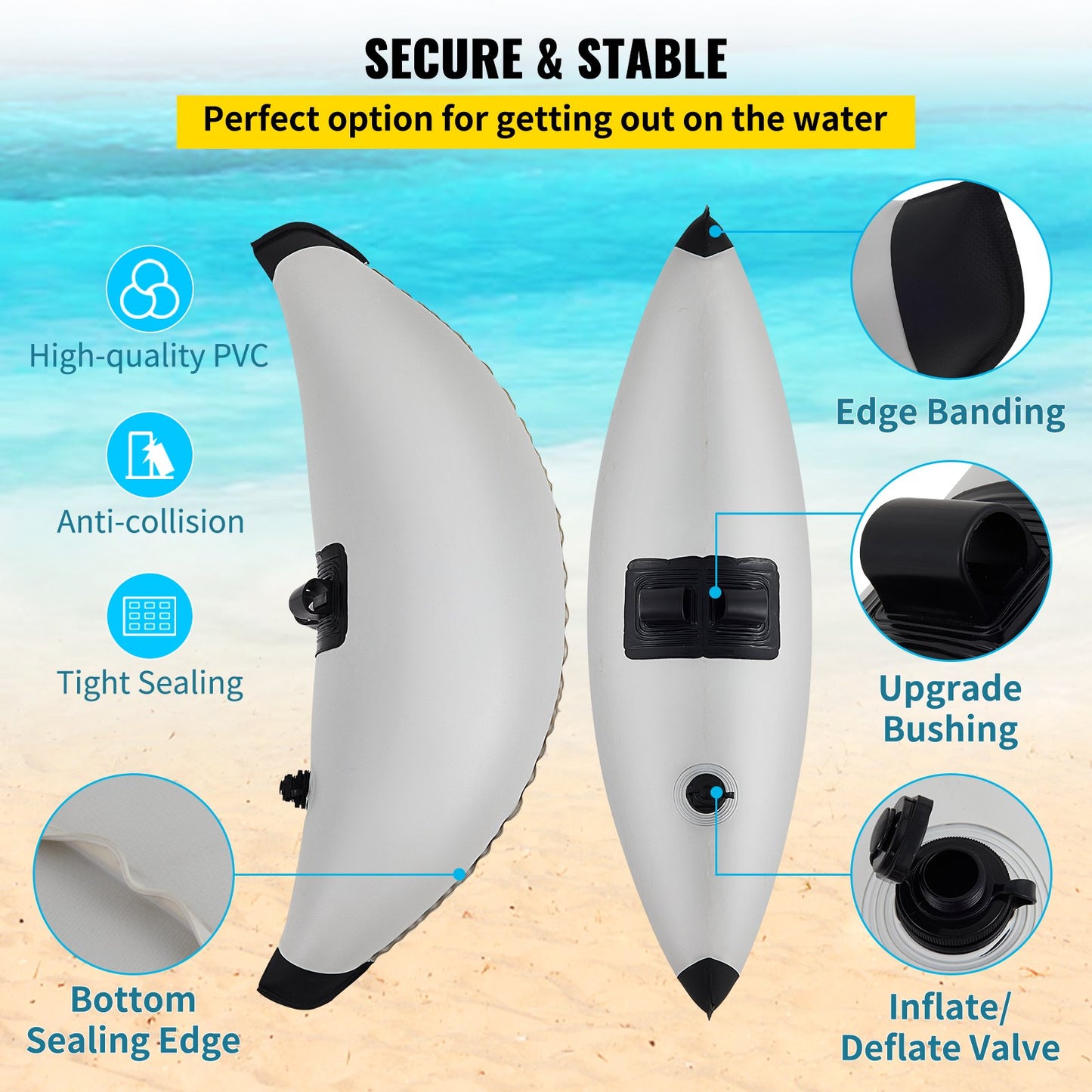 Kayak Outrigger Stabilizer, 2 PCS, PVC Inflatable Outrigger Float with Sidekick Arms Rod, Standing Float Stabilizer System Kit for Kayaks, Canoes, Fishing Boats