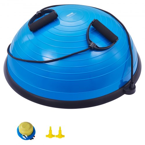 Half Exercise Ball Trainer, 23 inch Balance Ball Trainer, 660lbs Capacity Stability Ball, Yoga Ball with Resistance Bands & Foot Pump, Strength Fitness Ball for Home Gym, Full Body Workout, Blue