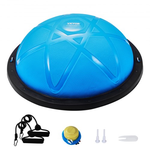 Half Exercise Ball Trainer, 23 inch Balance Ball Trainer, 660 lbs Capacity Stability Ball, Yoga Ball with Resistance Bands and Pump, Strength Fitness Ball for Home Gym, Full Body Workouts, Blue