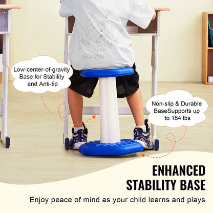 Kids Wobble Chair, Active Chair with Sponge Cushion, Wobble Stool Improves Focus, Posture and Calm Children, Ideal for Schools and Home, Age 7-14, Blue