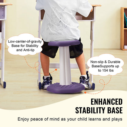 Kids Wobble Chair, Active Chair with Sponge Cushion, Wobble Stool Improves Focus, Posture and Calm Children, Ideal for Schools and Home, Age 7-14, Purple