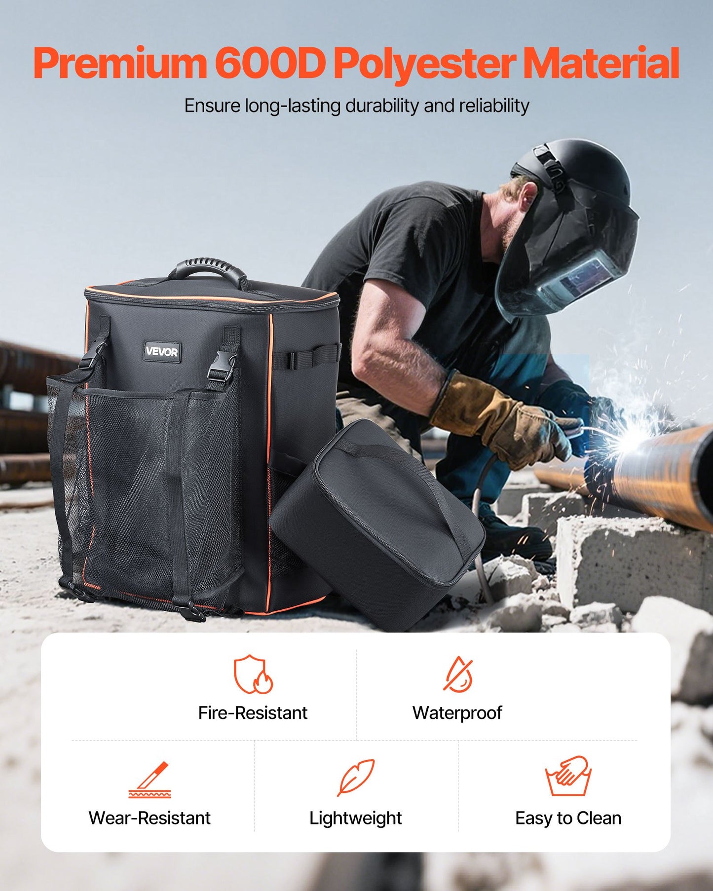 Svetsryggsäck, 33L svetsryggsäck med isolerad väska och hjälmväska, 600D polyester extremt utrustningspaket för verktyg och hjälm, multifunktionell utrustningsväska för svetsning, utomhuscamping, vandring