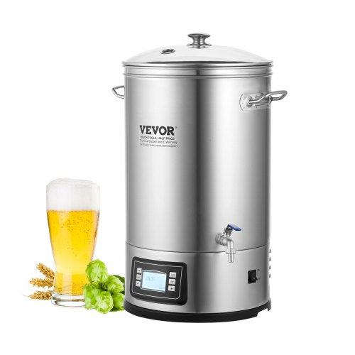 Electric Brewing System, 8 GALLON/30.3 L Brewing Stock Pot, All-in-One Home Beer Brewer, 304 Stainless Steel Brewing Supplies with Panel, Includes Glass Lid, Handle, Spigot, Electronic Panel Control