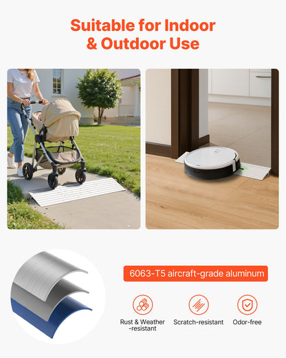 Door Threshold Ramp, 26 mm Rise, Aluminum Alloy Threshold Ramp Rated 363 kg Load Capacity, Handicap Ramps for Home Steps for Wheelchair, Scooters, Power Chairs, Walkers, Bicycle, Tricycle