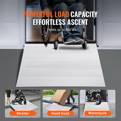 Door Threshold Ramp, 5" Rise, 800 lbs Load Capacity, Door Ramp for Wheelchairs, Aluminum Threshold Ramp for Doorways, Adjustable Modular Threshold Ramp for Wheelchairs, Scooters, Power Chairs